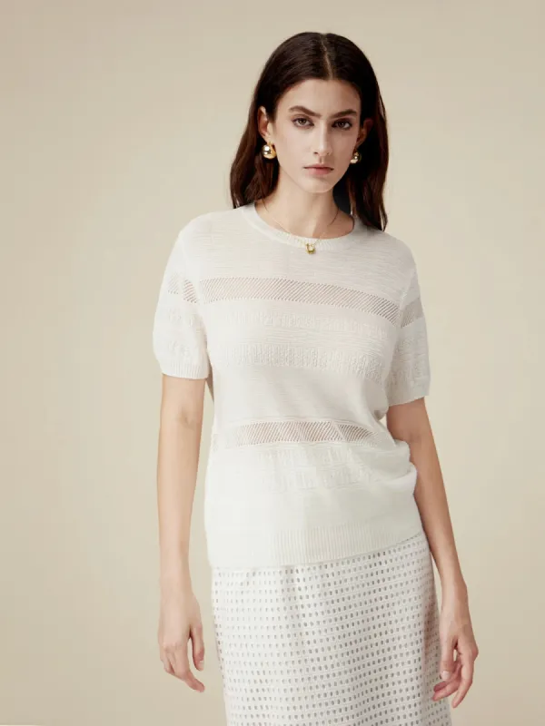 Amoretu 100% Lyocell Hollow Knit Sweater Top sold by Amoretu