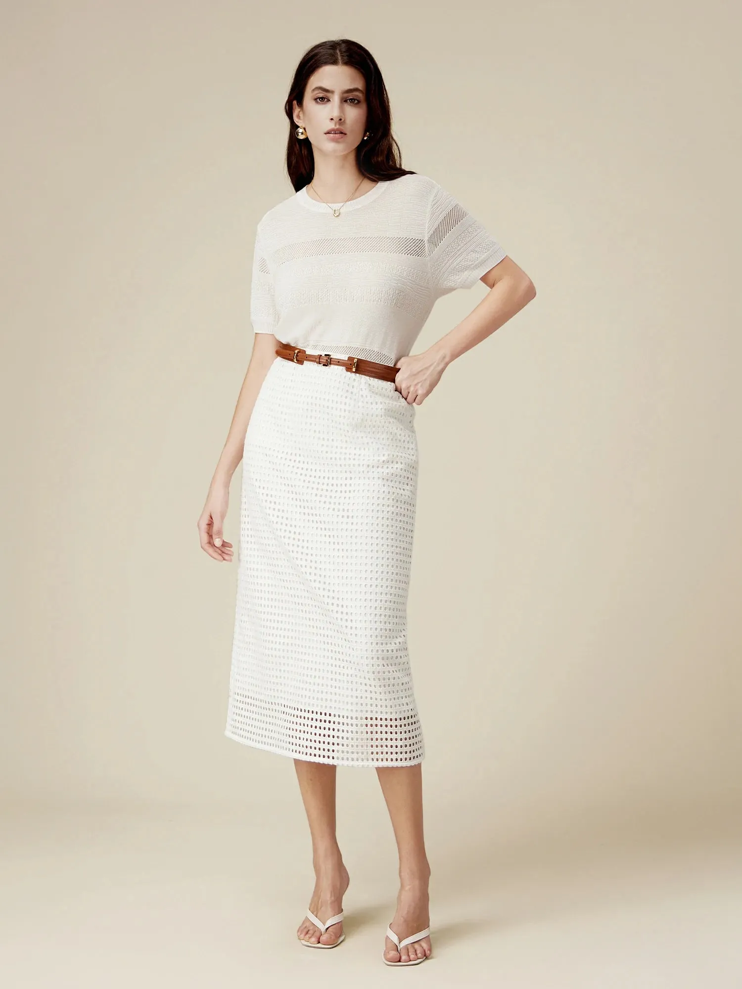 Amoretu 100% Lyocell Hollow Knit Sweater Top sold by Amoretu product image thumbnail 3