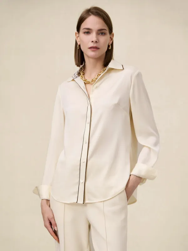 Amoretu Acetate Satin Classic Long Sleeve Shirt sold by Amoretu
