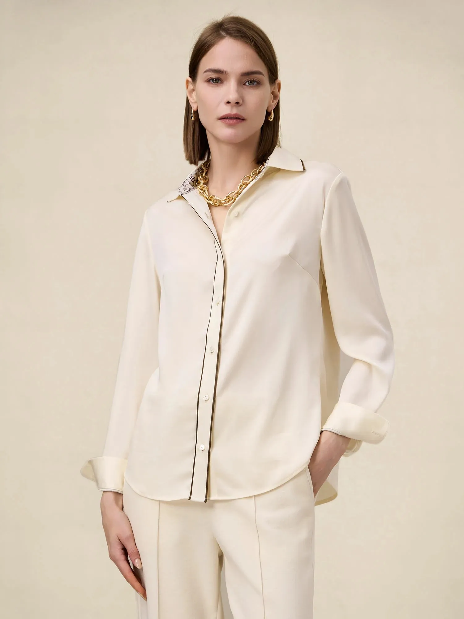 Amoretu Acetate Satin Classic Long Sleeve Shirt sold by Amoretu