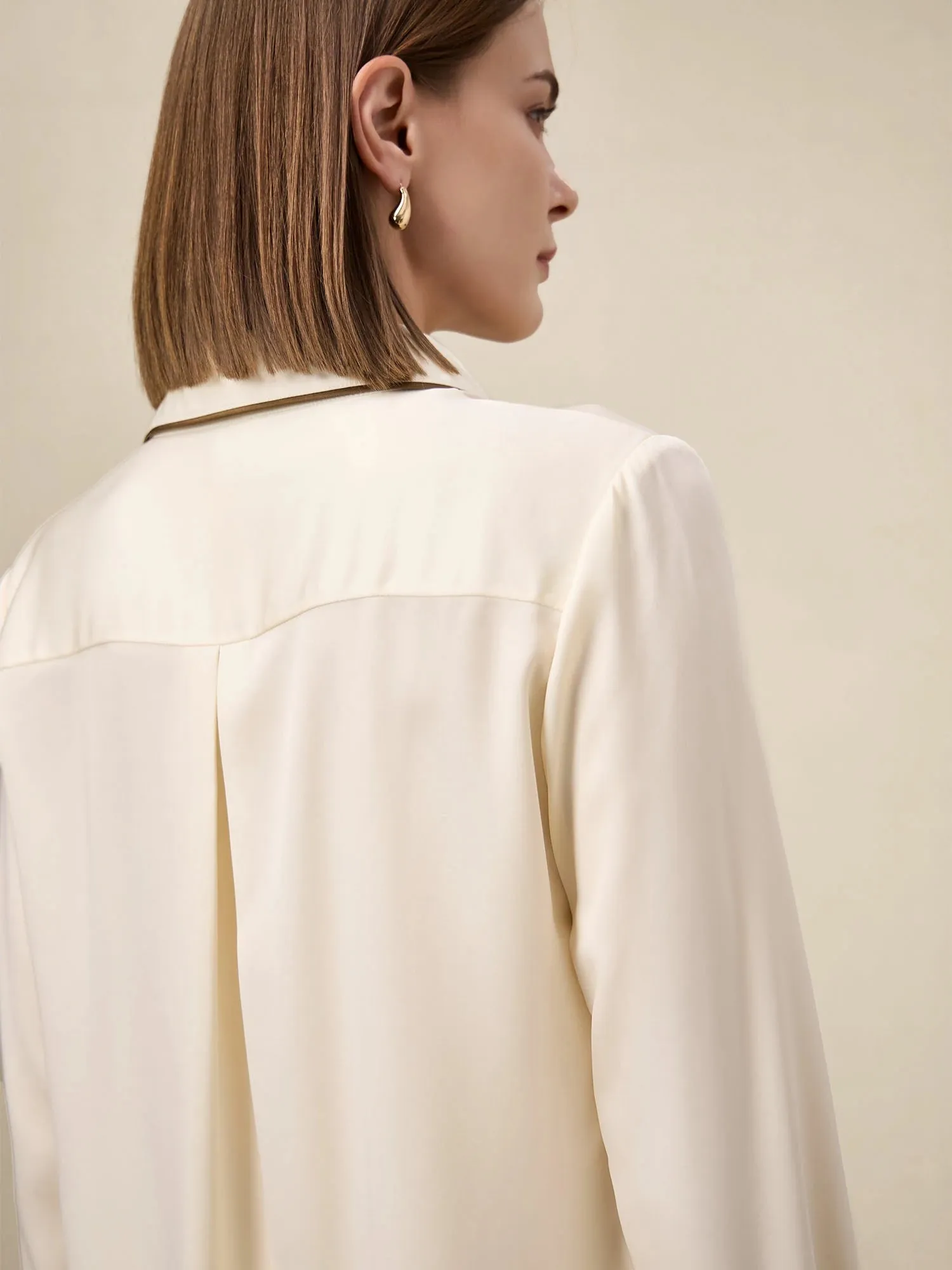 Amoretu Acetate Satin Classic Long Sleeve Shirt sold by Amoretu product image thumbnail 5