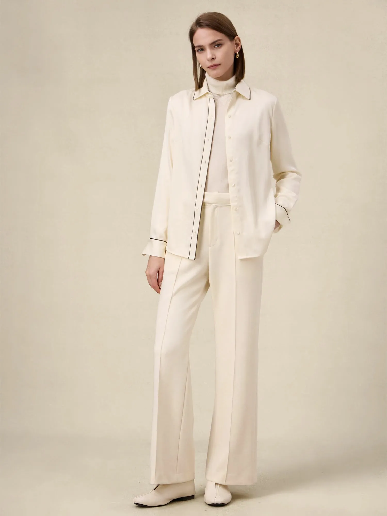 Amoretu Acetate Satin Classic Long Sleeve Shirt sold by Amoretu product image thumbnail 4