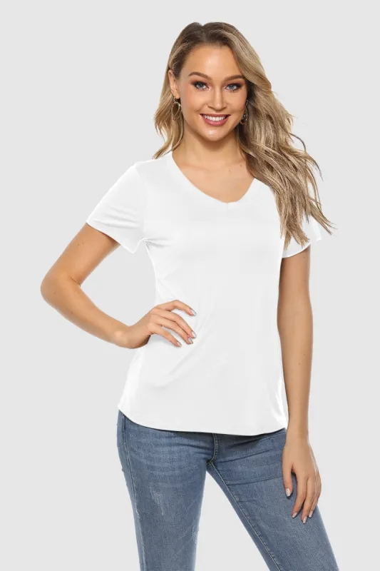 Modal Straight Hem V Neck T Shirt sold by Amoretu