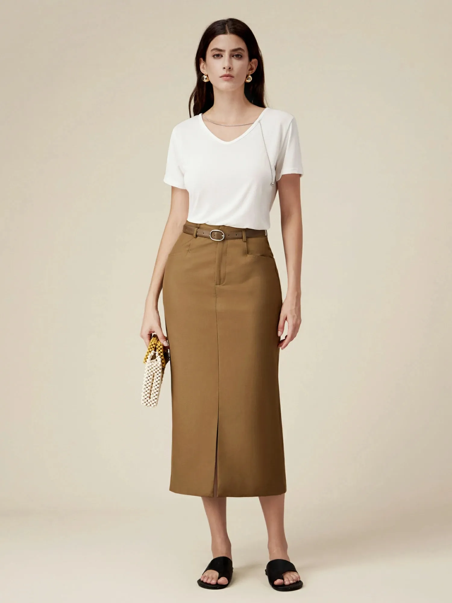 Amoretu Lyocell Embellished Chain T-Shirt sold by Amoretu product image thumbnail 4