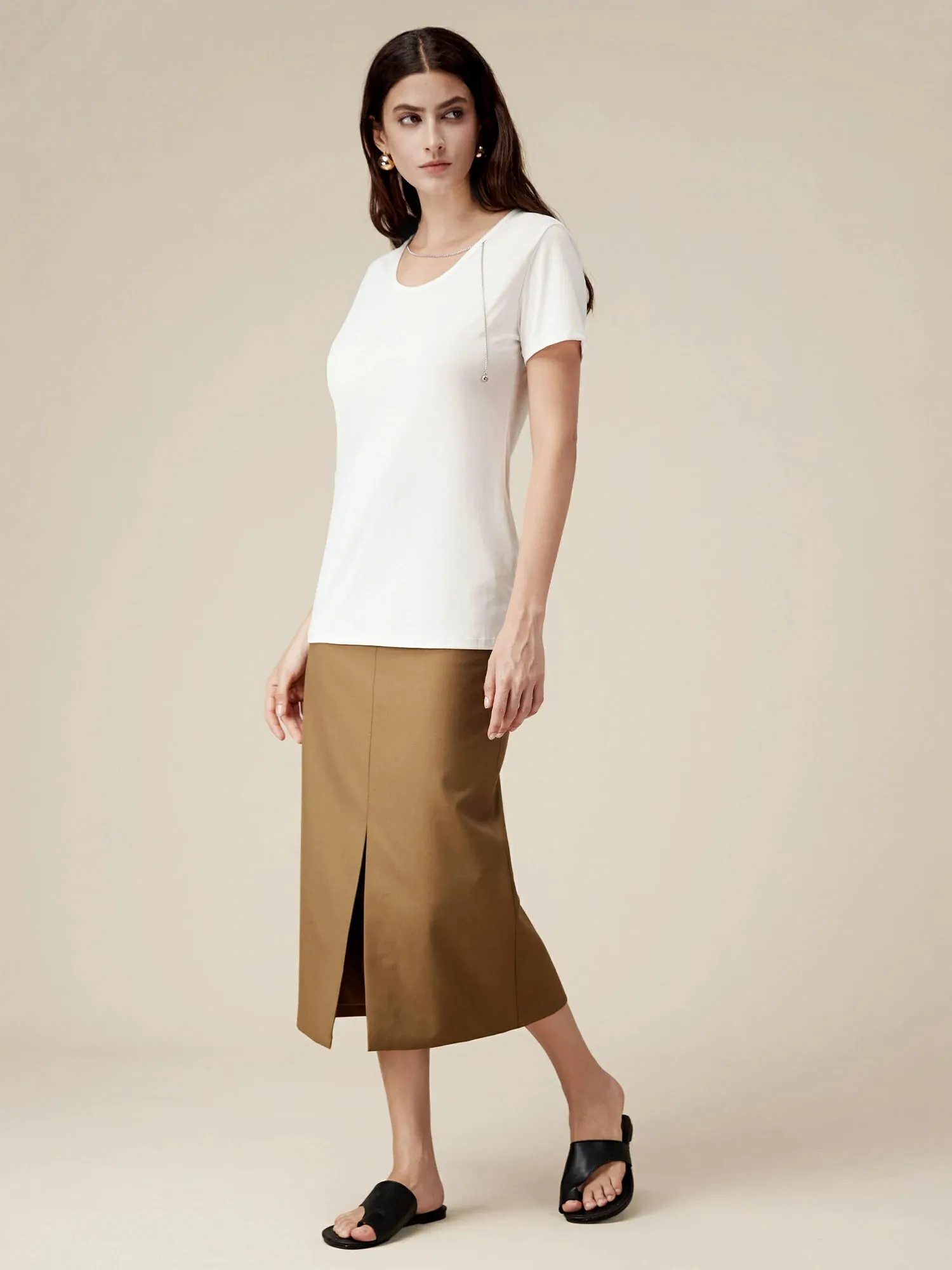 Amoretu Lyocell Embellished Chain T-Shirt sold by Amoretu product image thumbnail 3