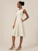 Amoretu Linen & Cotton Sleeveless Jacquard A-Line Dress sold by Amoretu