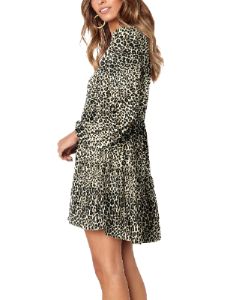 Leopard-v-neck-floral-print-tunic-shift-dress sold by Amoretu