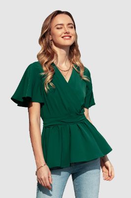 Ruffle sleeve Hem Casual Blouse sold by Amoretu