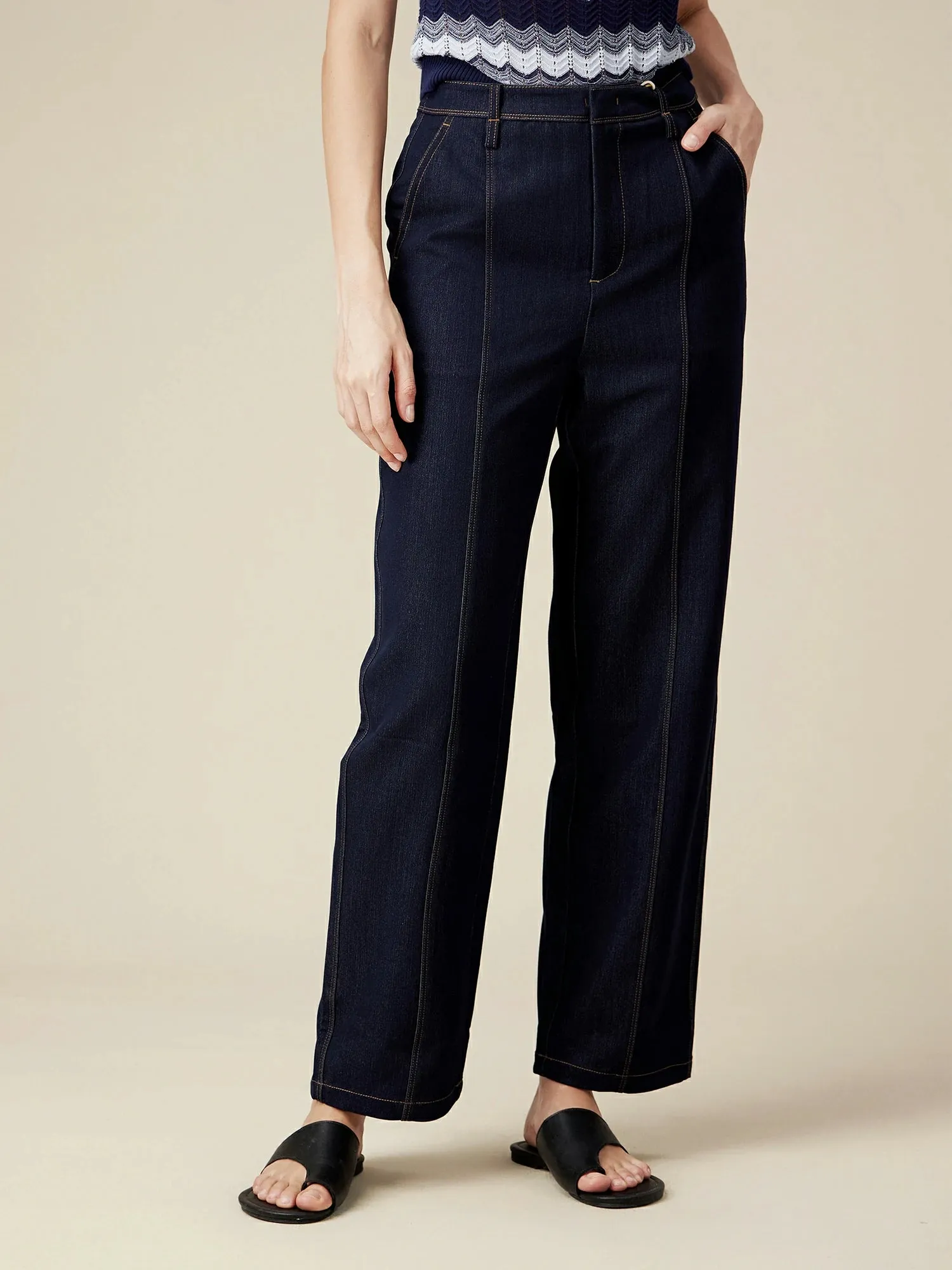 Amoretu Topstitched Straight Leg Jeans sold by Amoretu