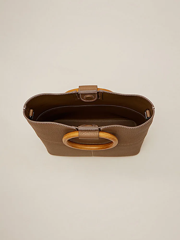 Geometric Leather Bamboo Ring Hoop Tote Bag sold by Amoretu product image thumbnail 5