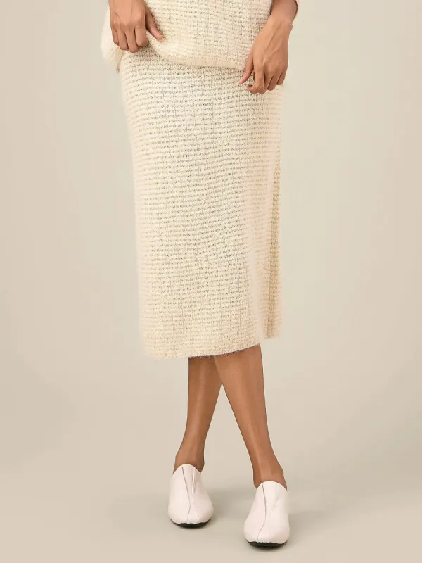 Amoretu Wool Elastic Waist Sequin Slit Knitted Skirt sold by Amoretu