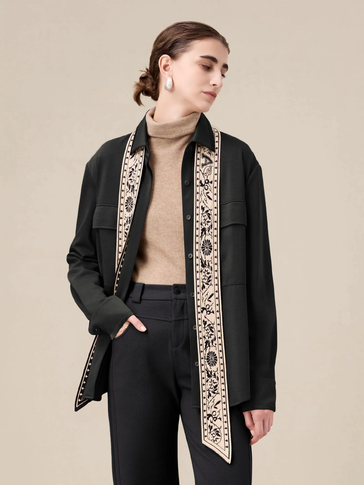 Amoretu Brand Patterned Knit Ribbon Shawl Tie sold by Amoretu product image thumbnail 3