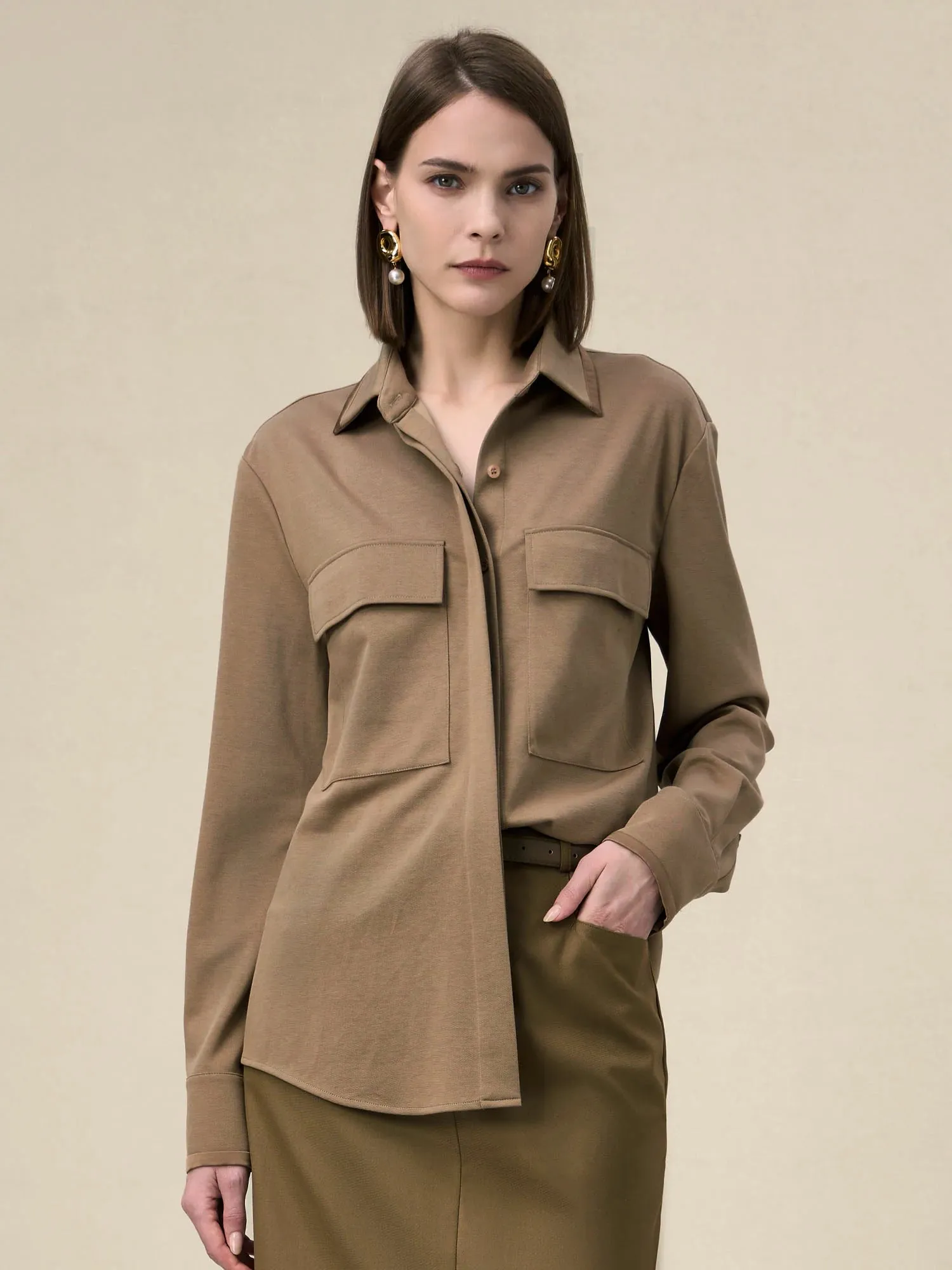 Amoretu Lyocell & Cotton Lapel Casual Shirt sold by Amoretu