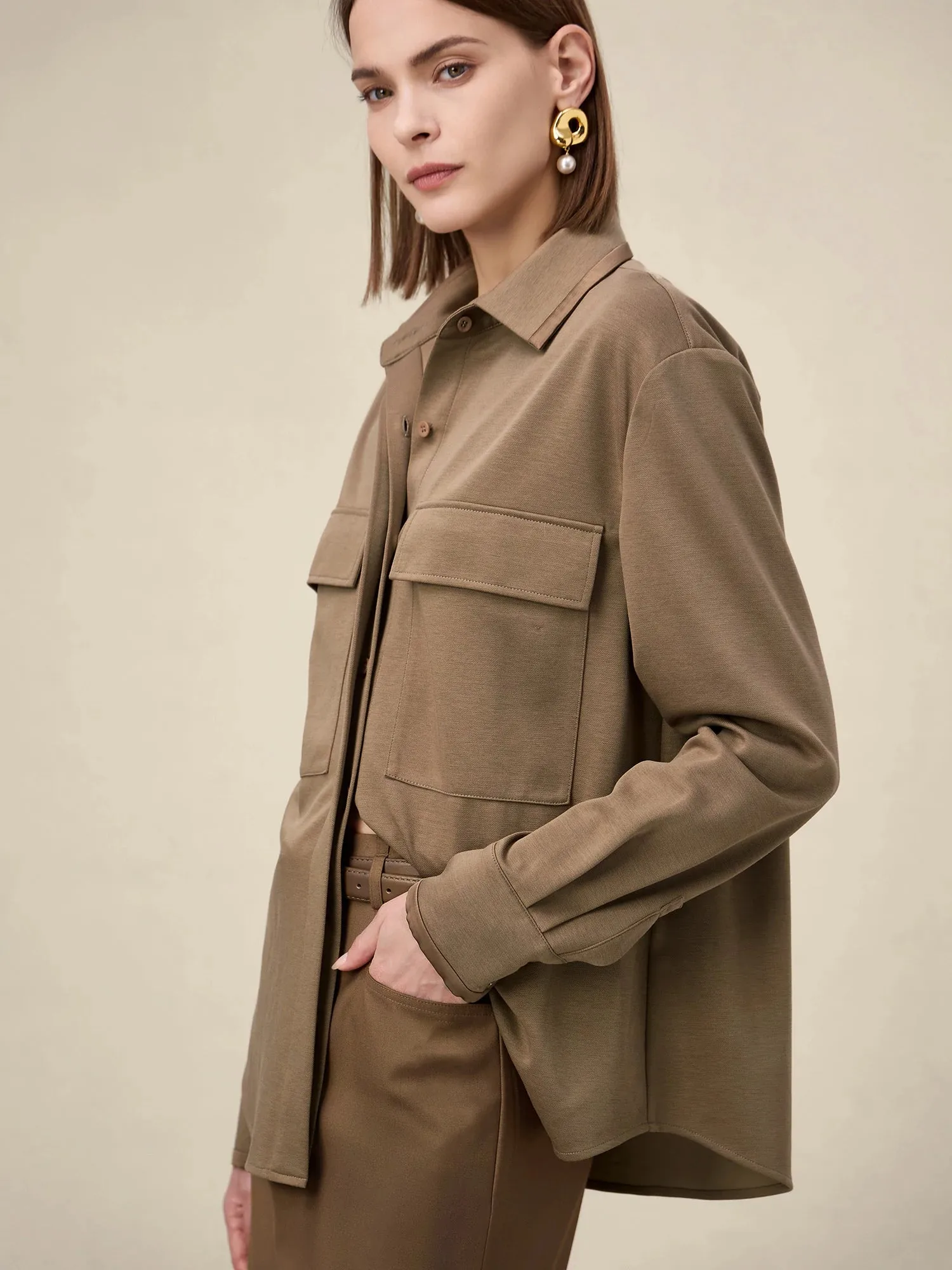 Amoretu Lyocell & Cotton Lapel Casual Shirt sold by Amoretu product image thumbnail 2