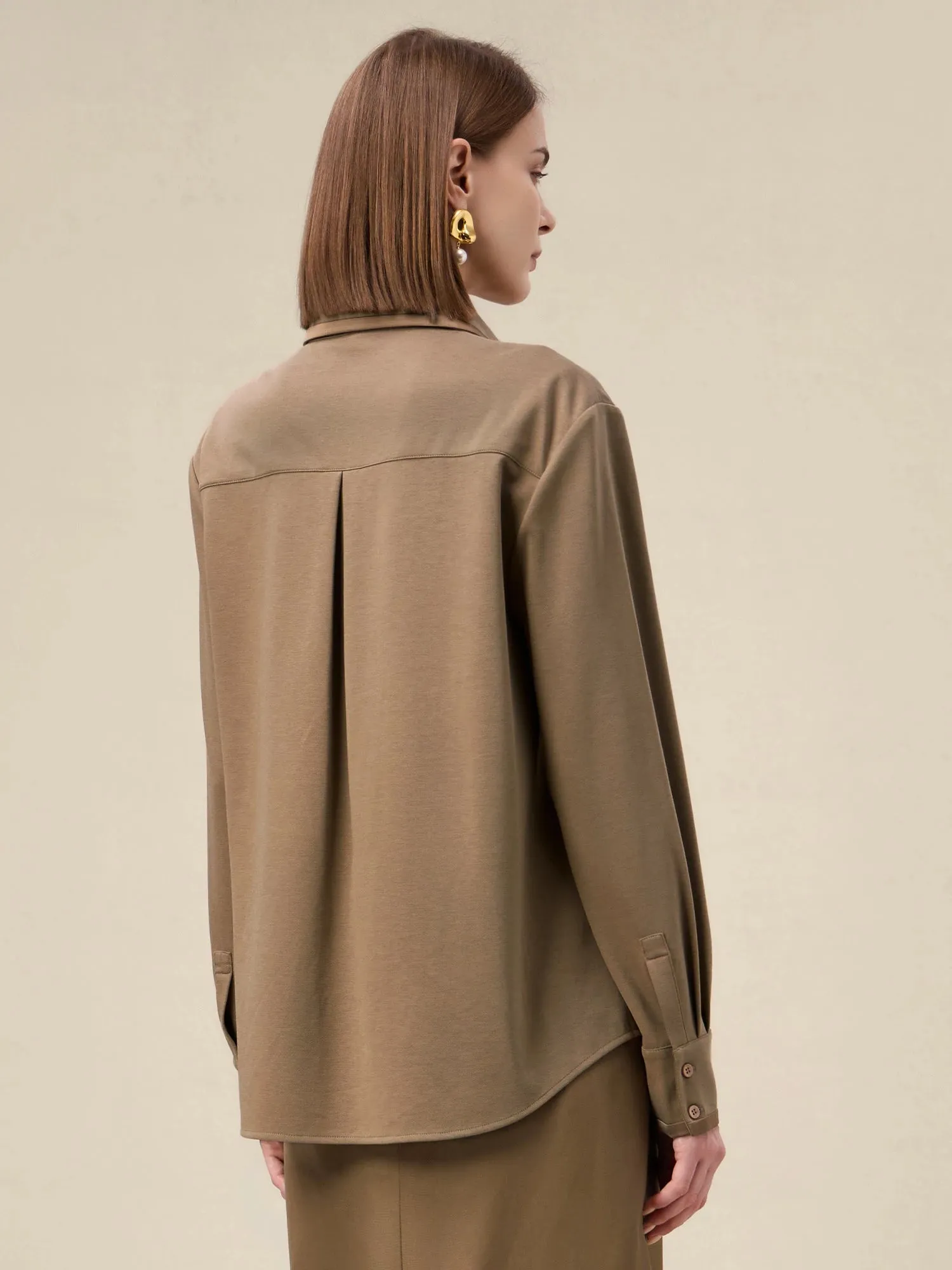 Amoretu Lyocell & Cotton Lapel Casual Shirt sold by Amoretu product image thumbnail 3