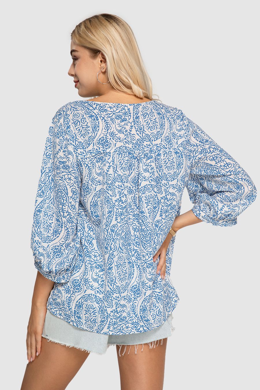 Retro Print Flowy Blouse Sale sold by Amoretu product image thumbnail 3