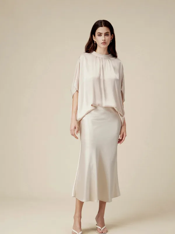Amoretu Acetate Satin Top and Skirt Set sold by Amoretu