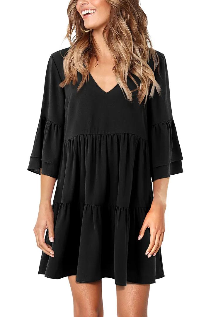 Loose Style Dress for Work Casual Tunic Ruffle Dress sale sold by Amoretu product image thumbnail 2