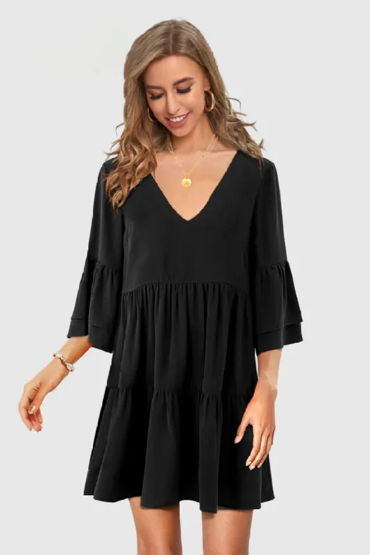 Loose Style Dress for Work Casual Tunic Ruffle Dress sale sold by Amoretu