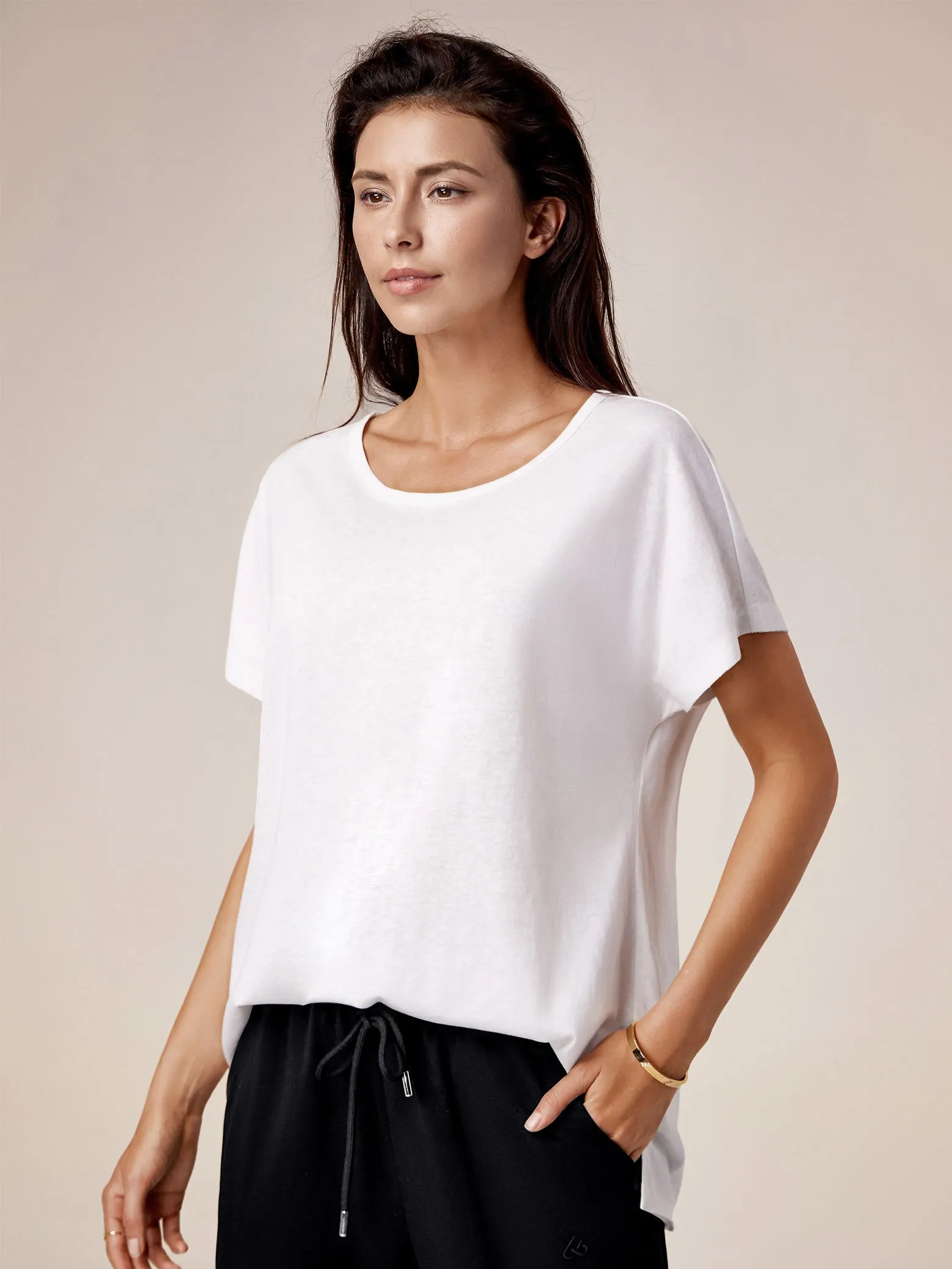 Amoretu 70% Cotton Round Neck Casual Short Sleeve Top sold by Amoretu product image thumbnail 3