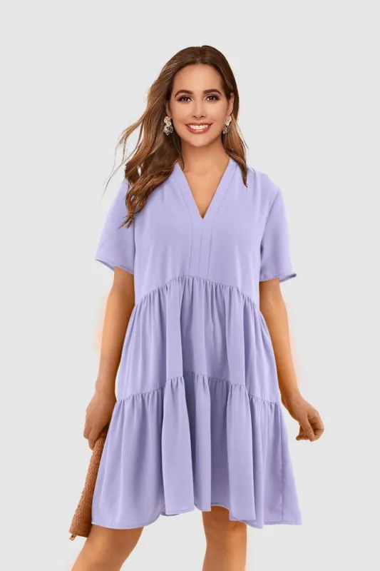 V Neck Collar Babydoll Dress sold by Amoretu