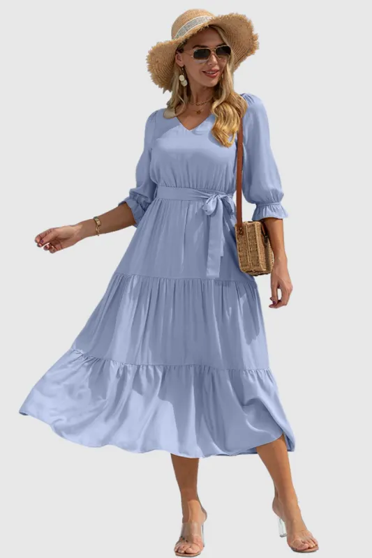 Ruffle Sleeve Beach Flowy Long Dress SALE sold by Amoretu