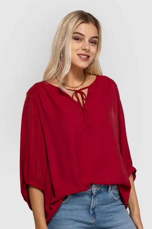 3/4 Sleeve Casual Plain Blouse Sale sold by Amoretu