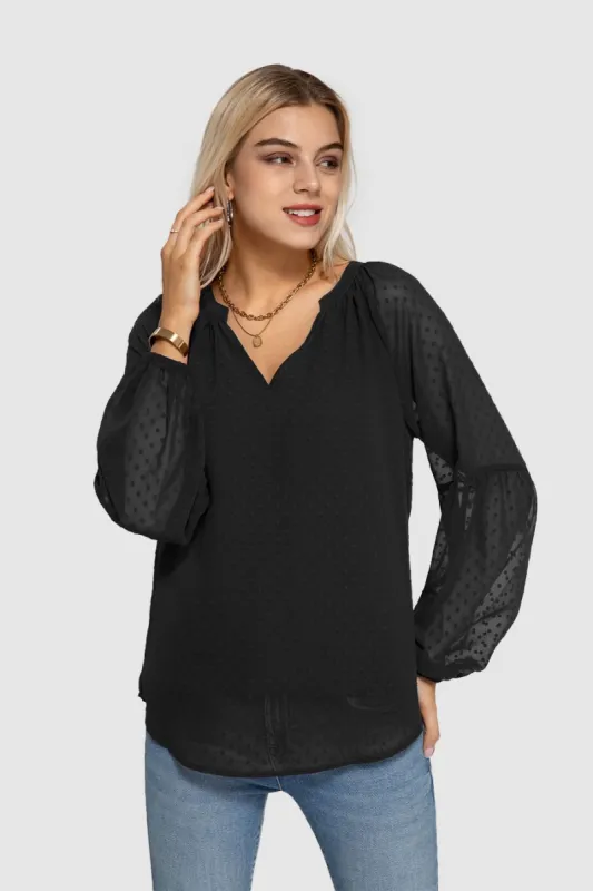 Lantern Swiss Dot Blouse Sale sold by Amoretu