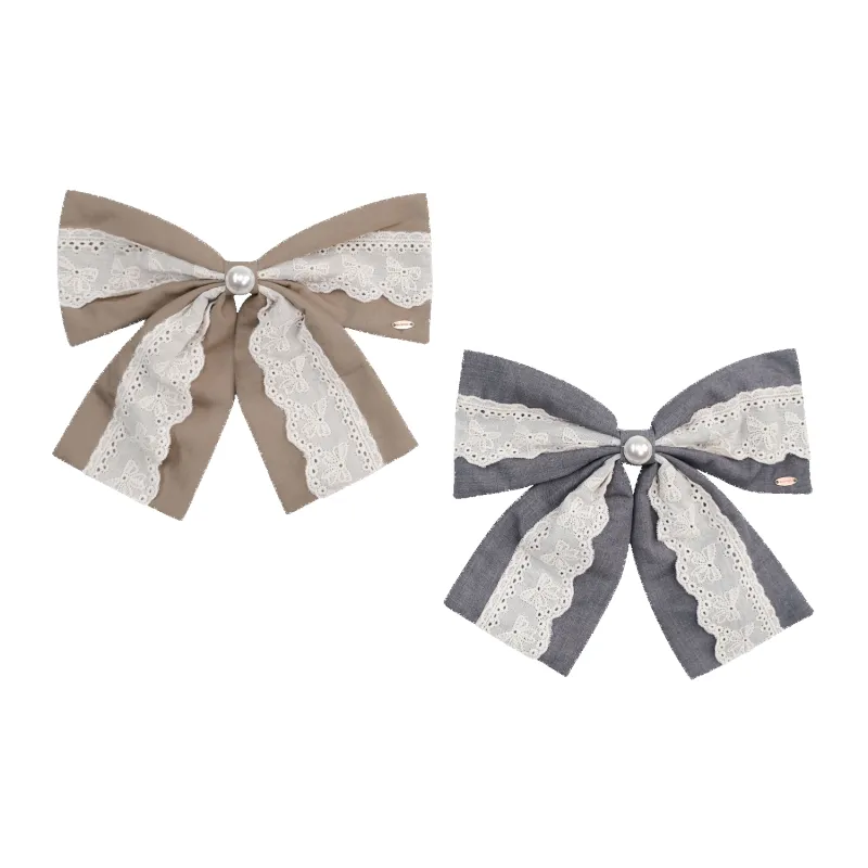 Suiting Pearl Large Hair Barrette (Lace & 1 Bead) sold by Babybei