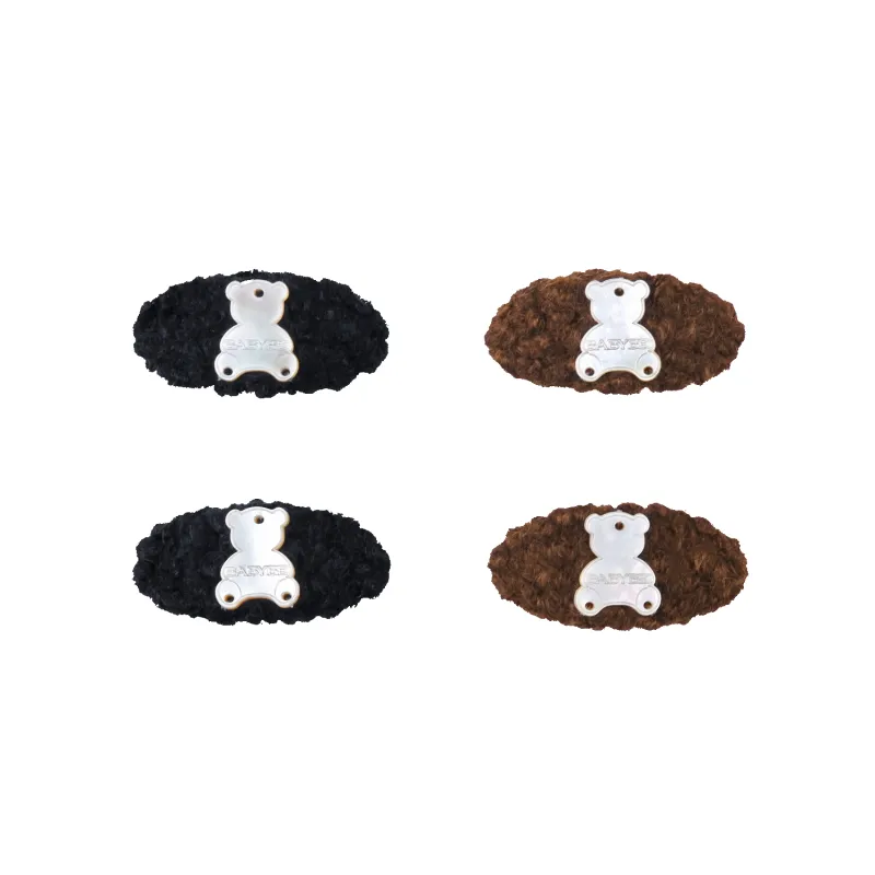 Fuzz Shell Small Hair Clips (Oval & Bear) made by Babybei
