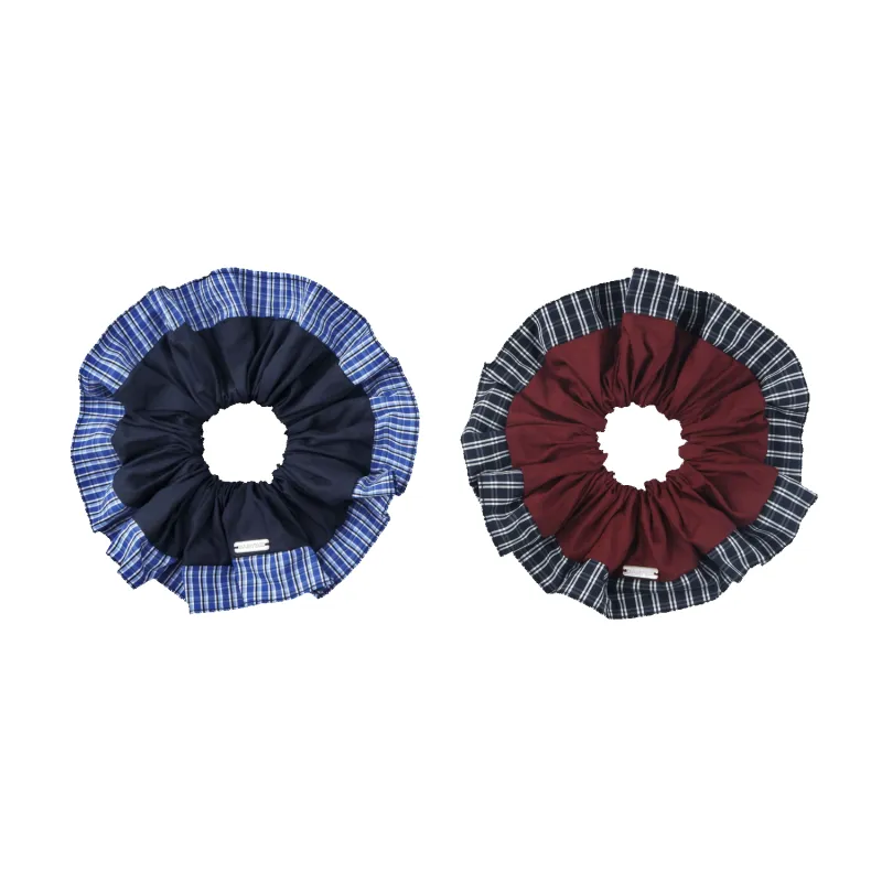 Plaid Shell Large Scrunchie (Color-blocked & Rectangle) made by Babybei