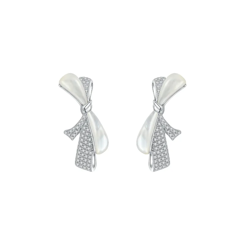 Bowknot Stud Earrings (Shell) made by Babybei
