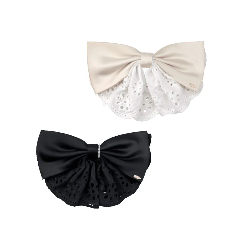 Satin Pearl Large Hair Barrette (Lace & 1 Strand) sold by Babybei