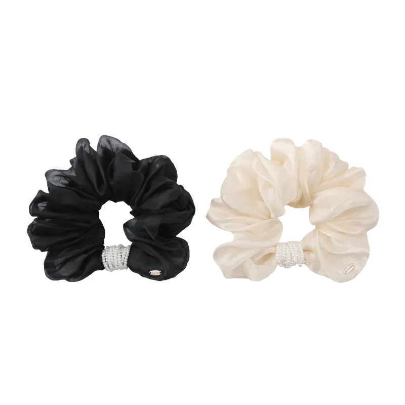 Organza Pearl Medium Scrunchie (Simple & Beaded) made by Babybei