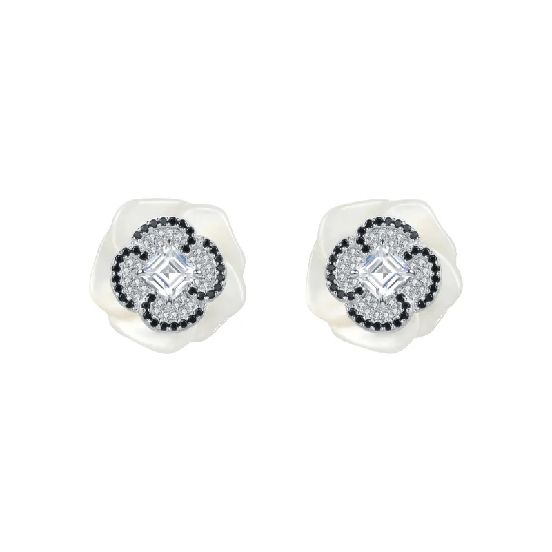Camellia Stud Earrings (Shell) sold by Babybei