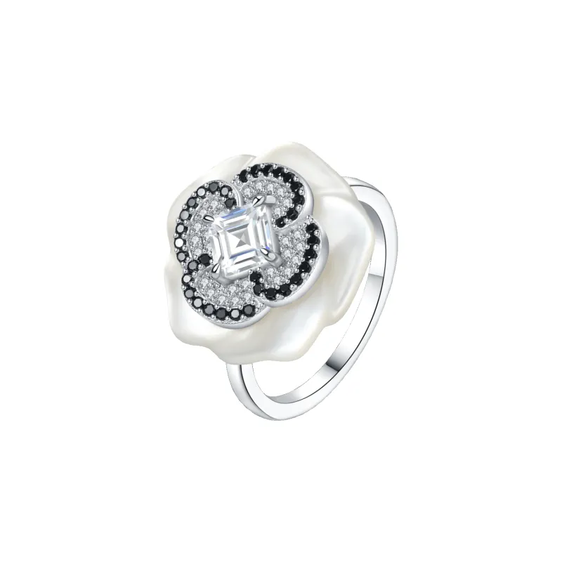 Camellia Pave Ring (Shell) sold by Babybei