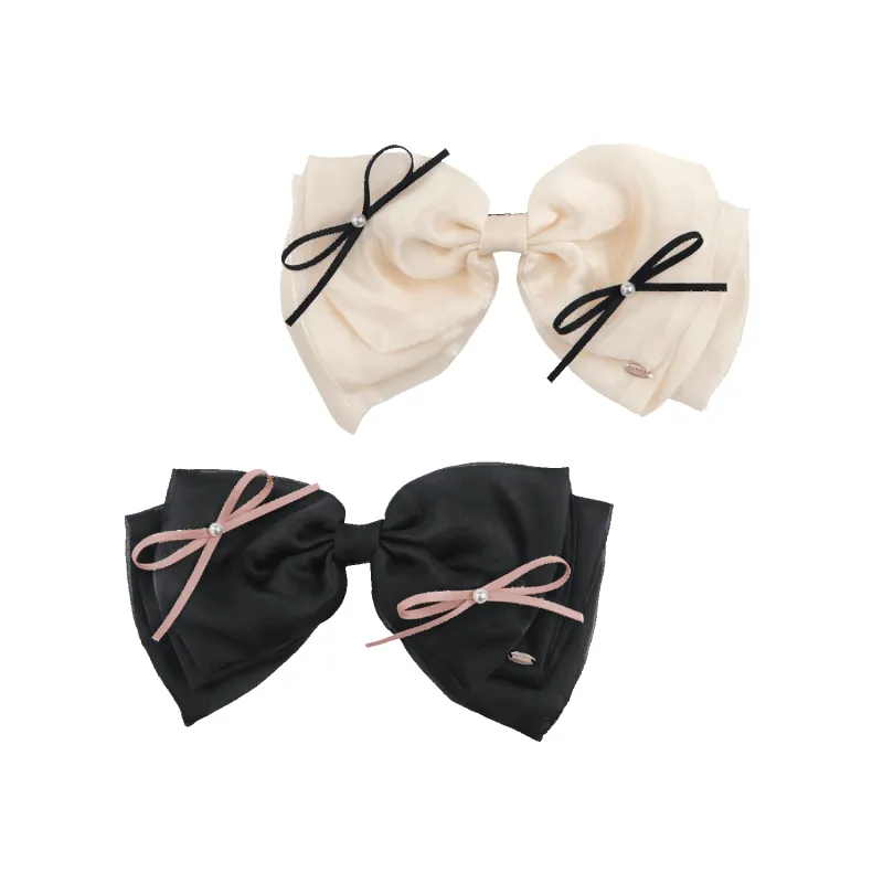 Organza Pearl Large Hair Barrette (Asymmetric & 2 Beads) made by Babybei