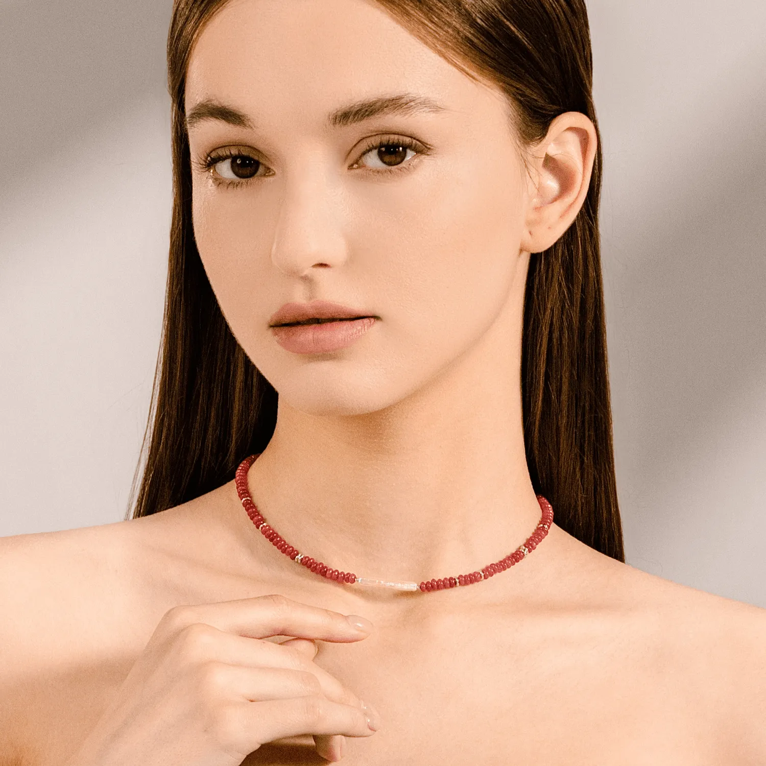 Red Rouge Beaded Necklace sold by Babybei product image thumbnail 3