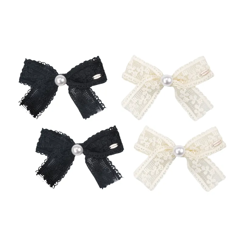 Embroidery Pearl Large Hair Clip (Bow & 1 Bead) sold by Babybei
