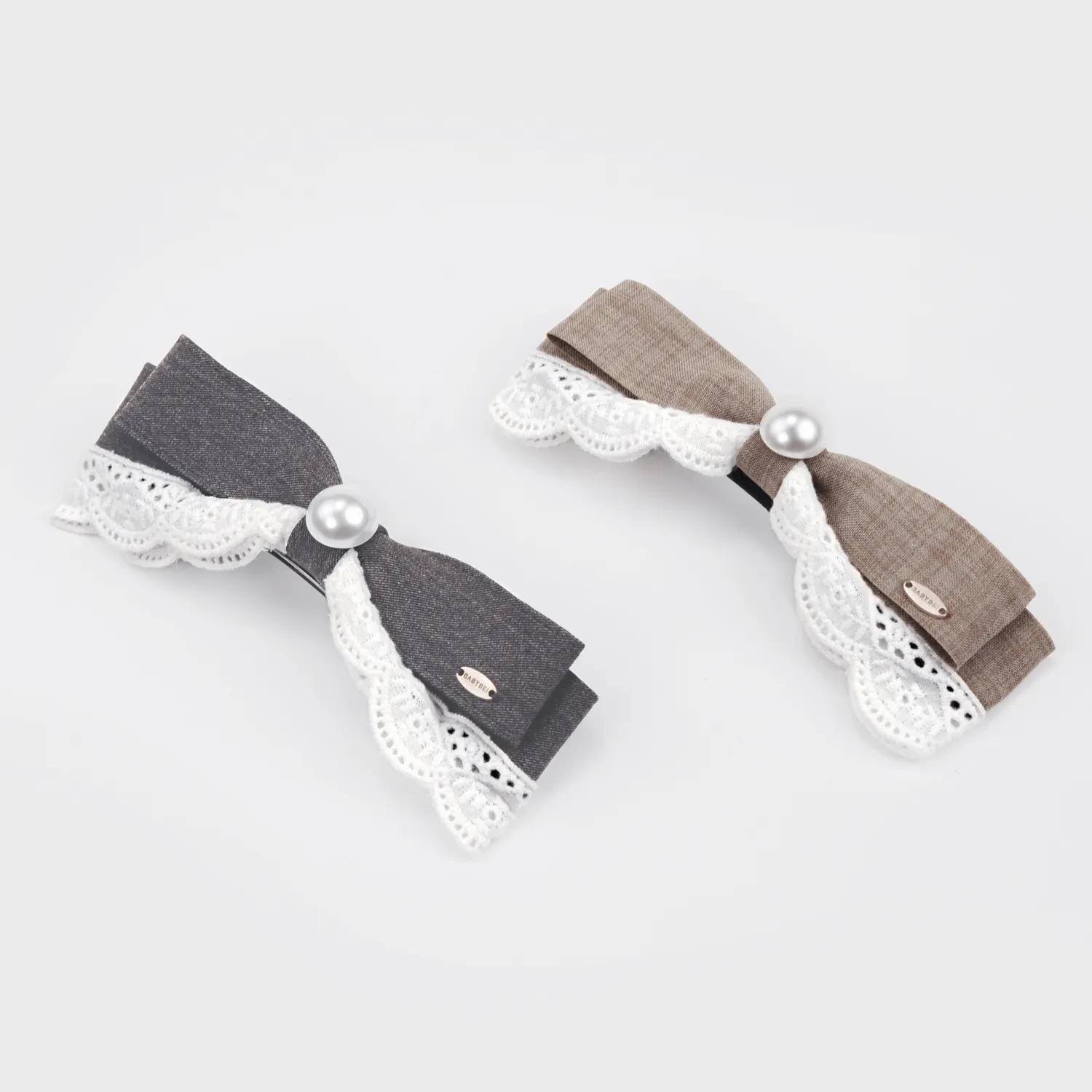 Suiting Pearl Medium Hair Barrette (Lace & 1 Bead) sold by Babybei product image thumbnail 4