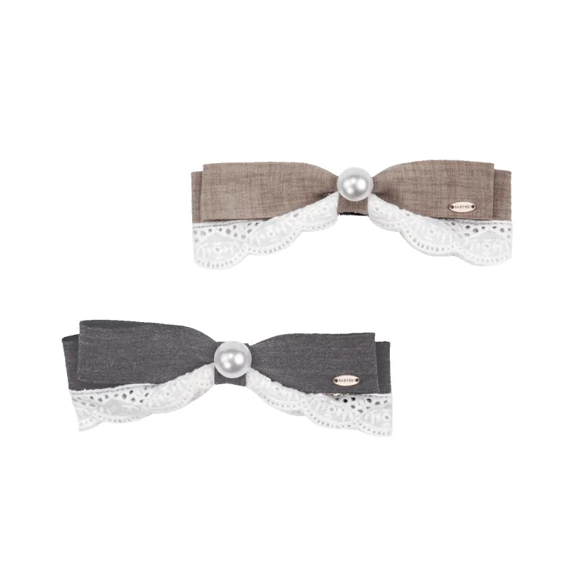 Suiting Pearl Medium Hair Barrette (Lace & 1 Bead) sold by Babybei