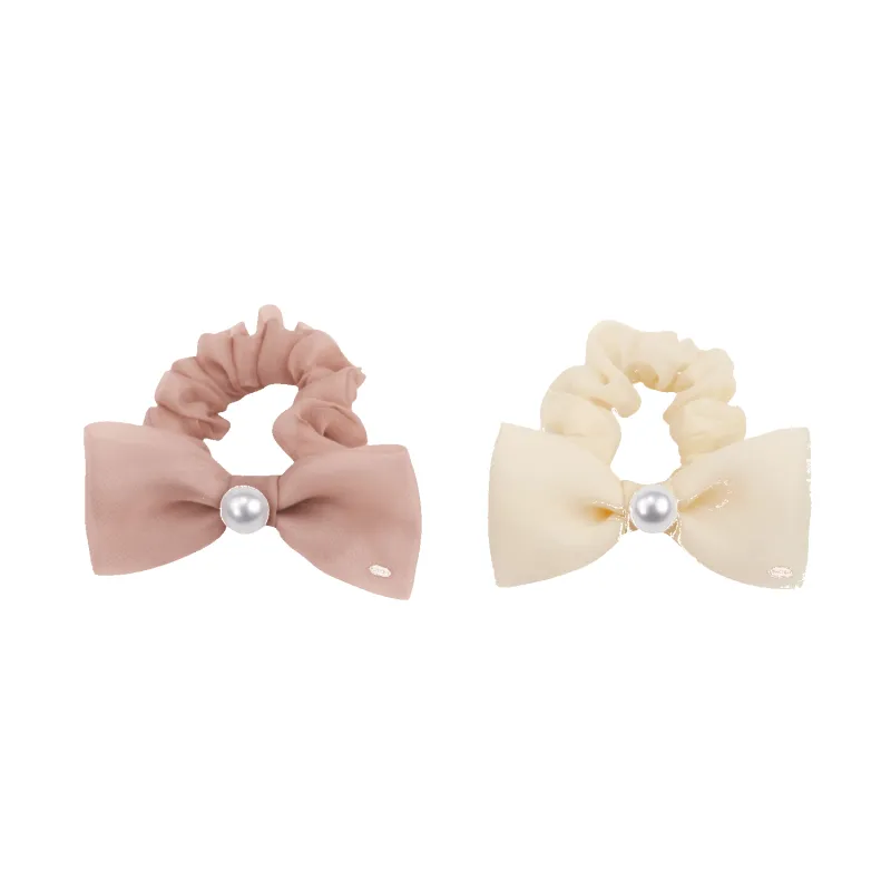 Organza Pearl Small Scrunchie (Bow & 1 Bead) sold by Babybei