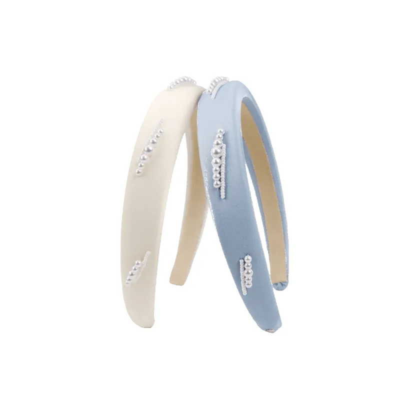 Satin Pearl Wide Headband (5 Segments & 2 Rows) sold by Babybei