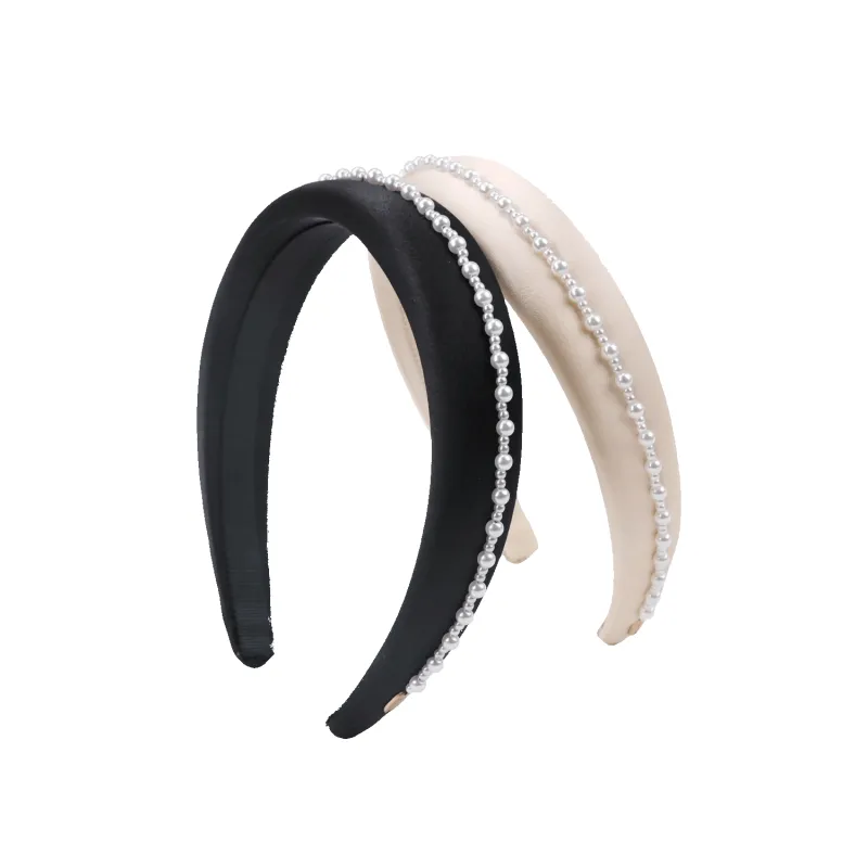 Satin Pearl Wide Headband (Linear & 1 Strand) made by Babybei