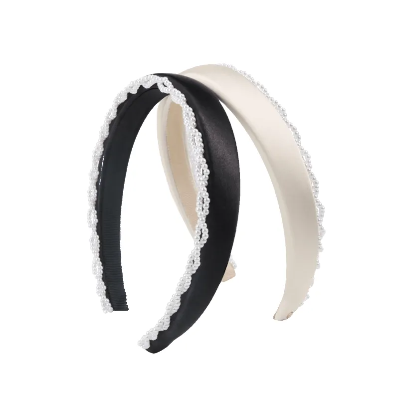 Satin Pearl Wide Headband (Sided & Wrapped) sold by Babybei