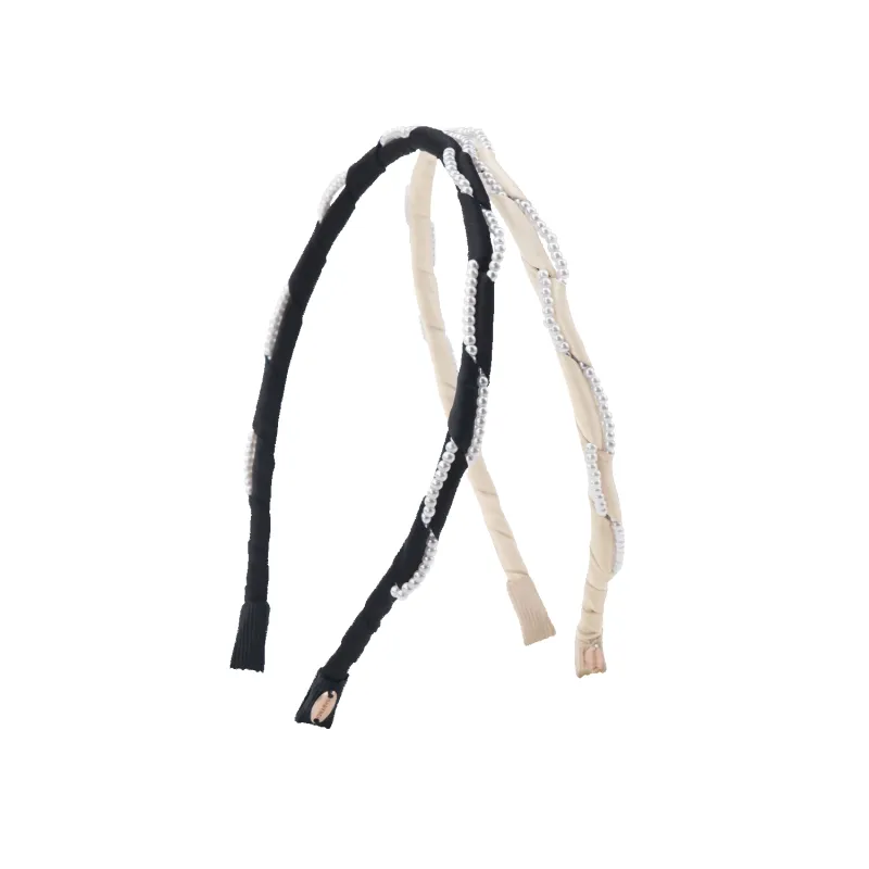 Satin Pearl Extra Thin Headband (Offset & 2 Strands) made by Babybei