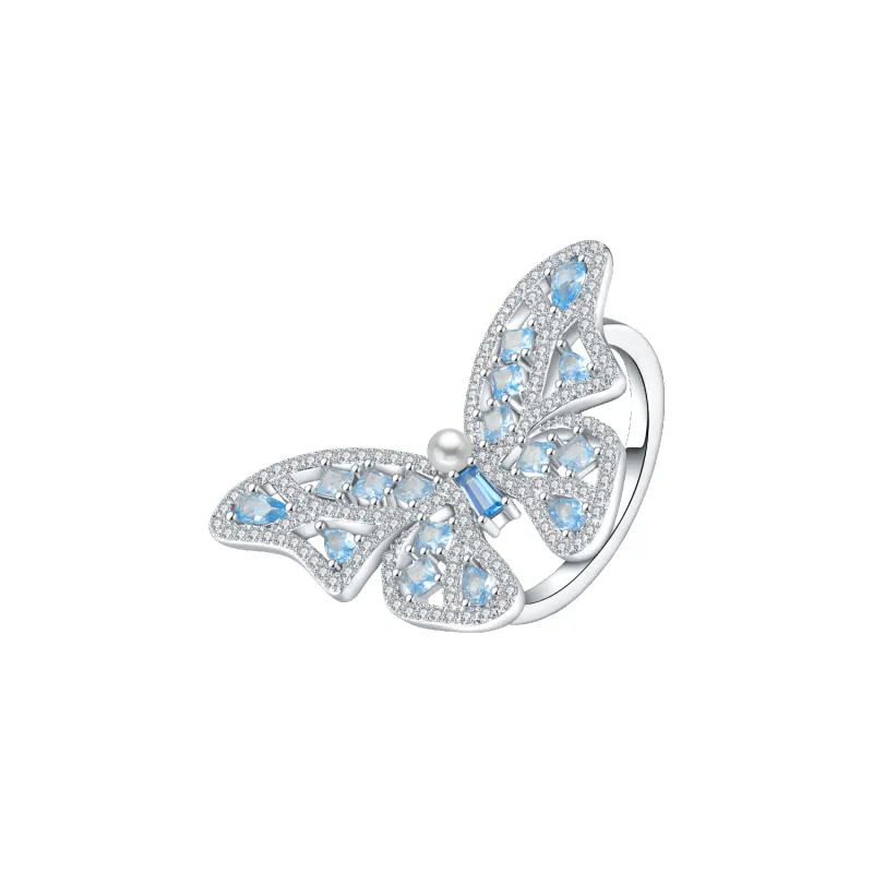 Colorful Butterfly Pave Ring (Ocean Blue) sold by Babybei