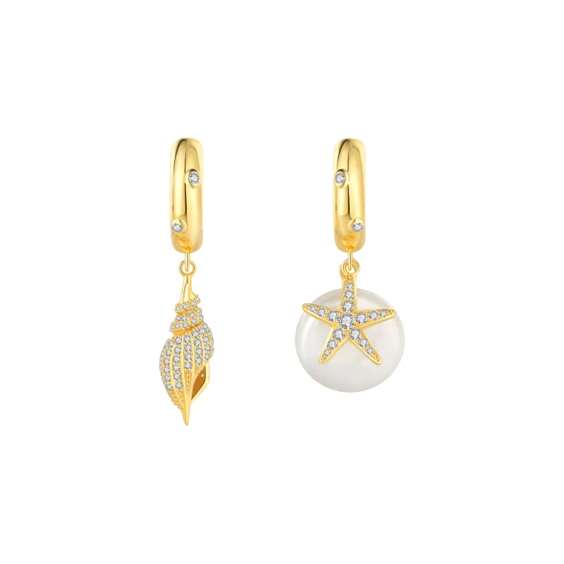 Conch Asymmetric Earrings (Spiral) sold by Babybei