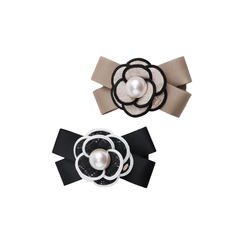 Camellia Pearl Medium Hair Barrette (Bow & 1 Bead) sold by Babybei