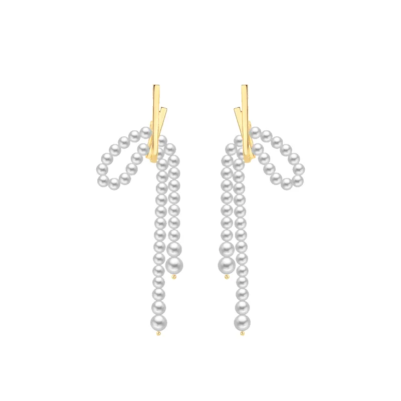 Ribbon Drop Earrings (Beaded) sold by Babybei